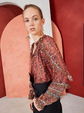 Ulla Johnson Calista blouse in brick red